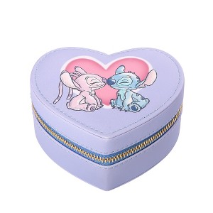 Disney Lilo and Stitch Angel Zippered Heart Shaped Jewerlry Travel Case - 1 of 4