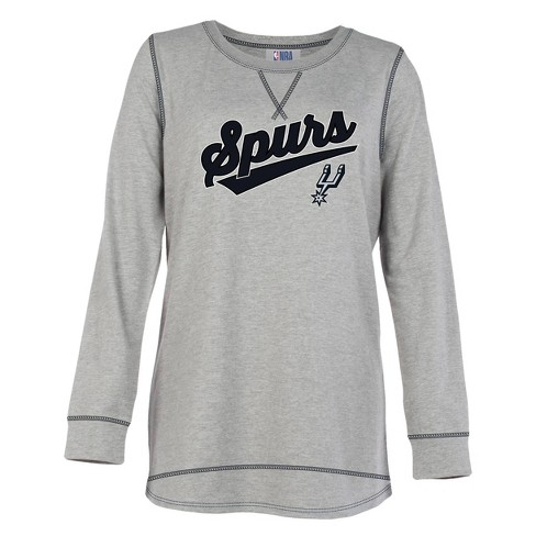 Nba San Antonio Spurs Women's Gray Long Sleeve Team Slugger Crew