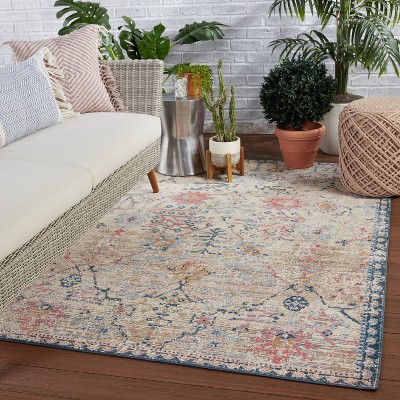 Elva Blue and Beige Rectangular Reversible Area Rug