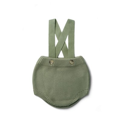 Image of 0-3m organic cotton suspender bloomers - artichoke