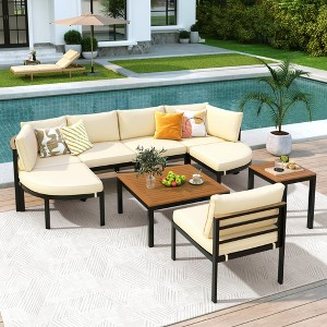 9-Piece Modern Outdoor Sectional Sofa Set, Patio Conversation Set with Cushions & Coffee Table for Backyard, Garden & Deck - ModernLuxe - 1 of 4