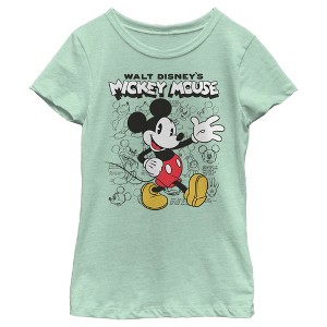Girl's Disney Mickey Mouse Retro Sketchbook T-Shirt - 1 of 4