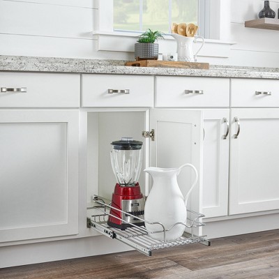 Silver Wire Pull-Out Basket Kitchen Cabinet Organizer