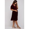 Pinkblush Burgundy Velvet Smocked Puff Sleeve Maternity Dress - 3 of 4