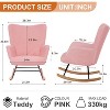 VECELO Upholstered Teddy Fabric Rocking Chair Modern Lounge Rocker Recliner with Safe Solid Wood Base Gray/White/Pink - 3 of 4