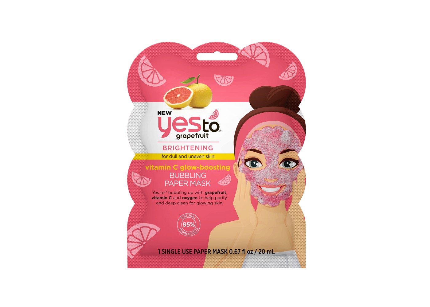 Yes To Grapefruit Vitamin C Glow Boosting Bubbling Paper Mask Single Use Facial Treatment - image 1 of 3