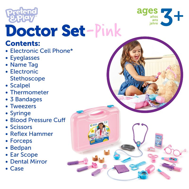 Learning Resources Pretend & Play Doctor Set, Pink, Ages 3+, 5 of 8