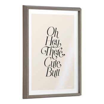 18" x 24" Blake Nice Butt Framed Printed Glass Gray - Kate & Laurel All Things Decor: UV-Resistant, Easy Hang, Modern Quote Wall Art
