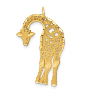 Black Bow Jewelry 14k Yellow Gold Satin and Diamond Cut Giraffe Pendant - 1 of 4