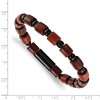 Chisel Stainless Steel Polished Black IP-plated Beads and Wood Beaded Stretch Bracelet - 3 of 3