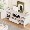 Homhougo Fluted TV Stand, White Entertainment Center for 60/65/70 Inch TVs, Modern Console With Drawer and 2 Cabinets, Media Cabinet, White - 4 of 4