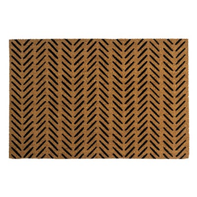 Fishbone Indoor/Outdoor Coir Doormat Black/Natural - Entryways