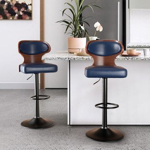 MOONMISS Bar Stools Set of 2 adjustable height and 360 Degree Swivel with Footrest for Bar, Kitchen, Dining Room - 1 of 4