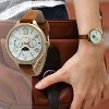 Peugeot Women 38mm Watch Multi Function Suede Leather Strap - 4 of 4