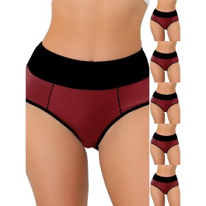 INSPIRE CHIC Women's High Waist Tummy Control Color-Block Available Briefs 6 Packs - 1 of 4