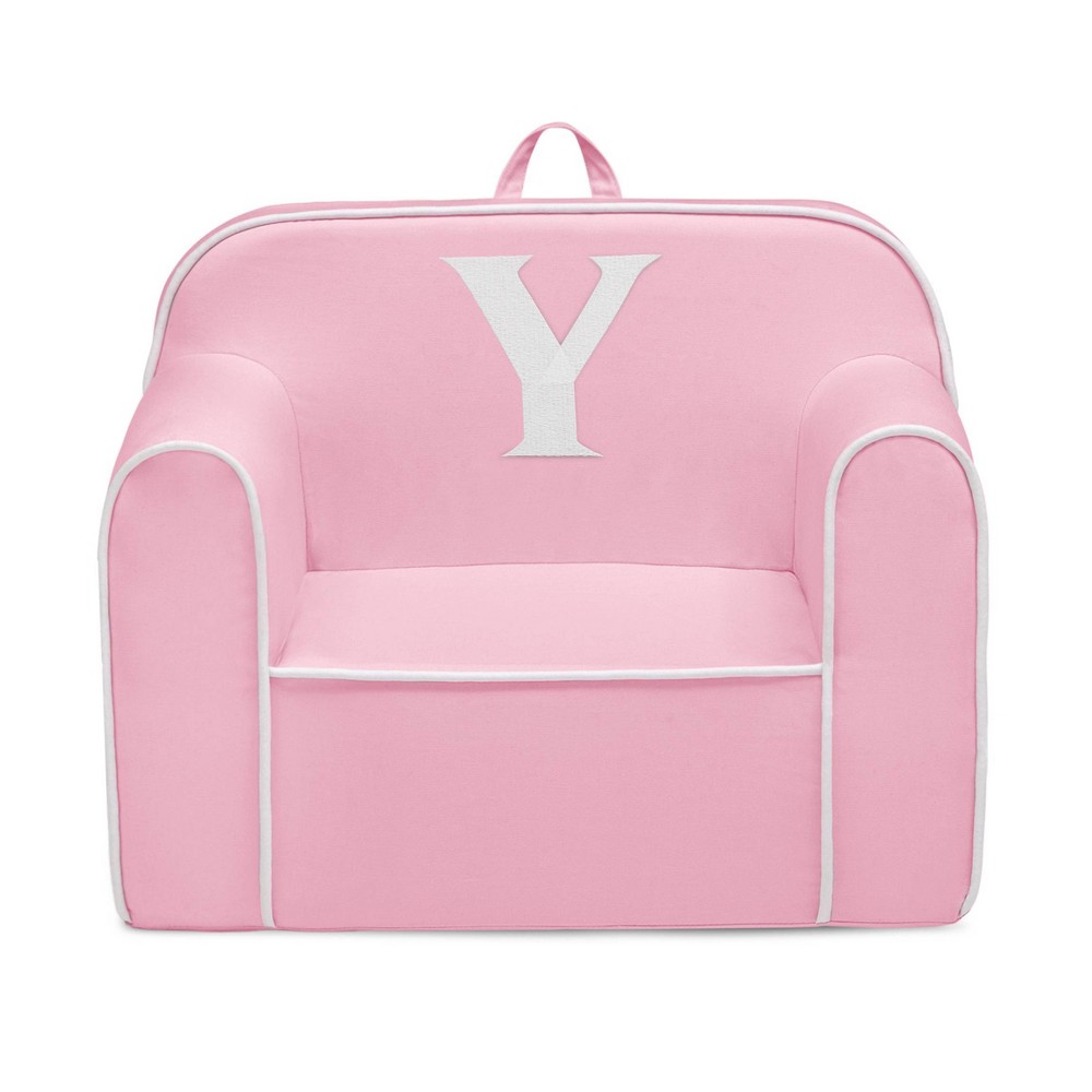 Delta Children Personalized Monogram Cozee Foam Kids' Chair - Customize with Letter Y - 18 Months and Up - Pink & White -  88964228