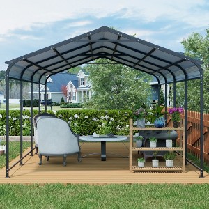 Heavy Duty Metal Carport with Galvanized Steel Roof, Carport Canopy for Driveway Car or Truck, Outdoor Metal Carport with Vertical Roof-Koiai - 1 of 4