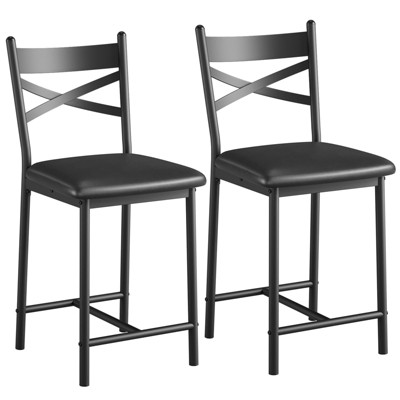 Bar Stools Set of 2, Counter Height Bar Stools with PU Upholstered Seat