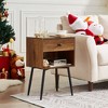 VECELO Set of 2 Industrial Nightstand Mid-Century Side End Table/Bedside Table with Drawer Brown/Gray/Marble White - 2 of 4