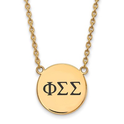 Black Bow Jewelry 14k Yellow Gold Plated Sterling Silver Phi Sigma Sigma Greek Life Necklace 18 Inch