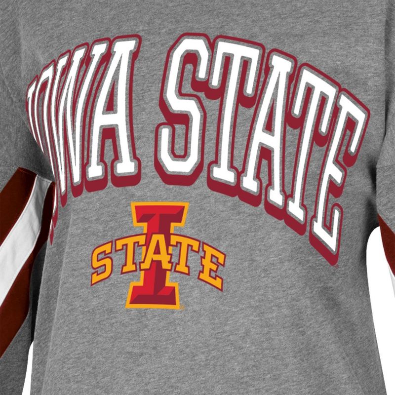 NCAA Iowa State Cyclones Women's Long Sleeve Striped Gray T-Shirt, 3 of 4
