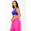 Slickblue Women's Satin V-neck Bra Top with Smocked Back, Adjustable Straps, Orange/Purple - Size S-L - 3 of 4