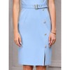 INSPIRE CHIC Women's V Neck Side Slit Belted Button Decor Short Sleeve 2026 Sheath Dresses - 4 of 4