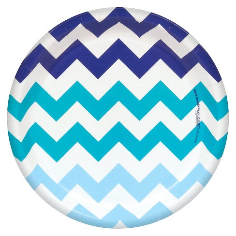 8ct Chevron Dessert Plates Blue : Target