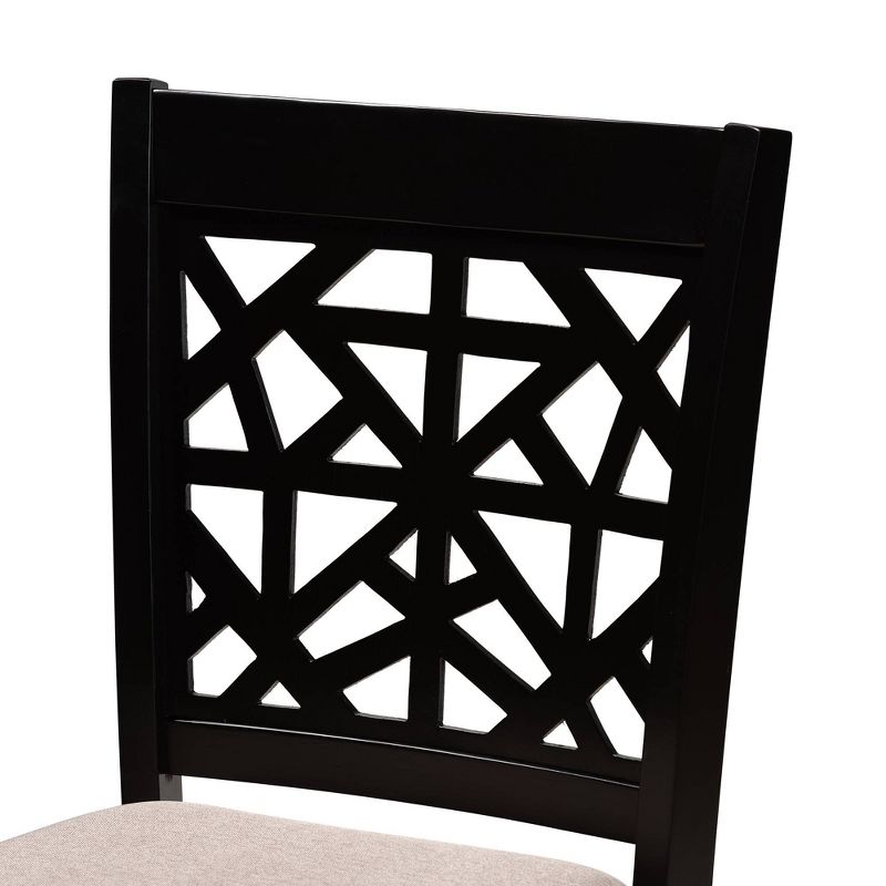 Set of 2 Devon Pub Chair Sand/Espresso - Baxton Studio: Modern Upholstered, Wood Frame, Armless, 5 of 9