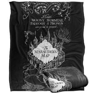 Harry Potter Black and White Map Officially Licensed Silky Touch Super Soft Throw Blanket 50" x 60" - 1 of 4