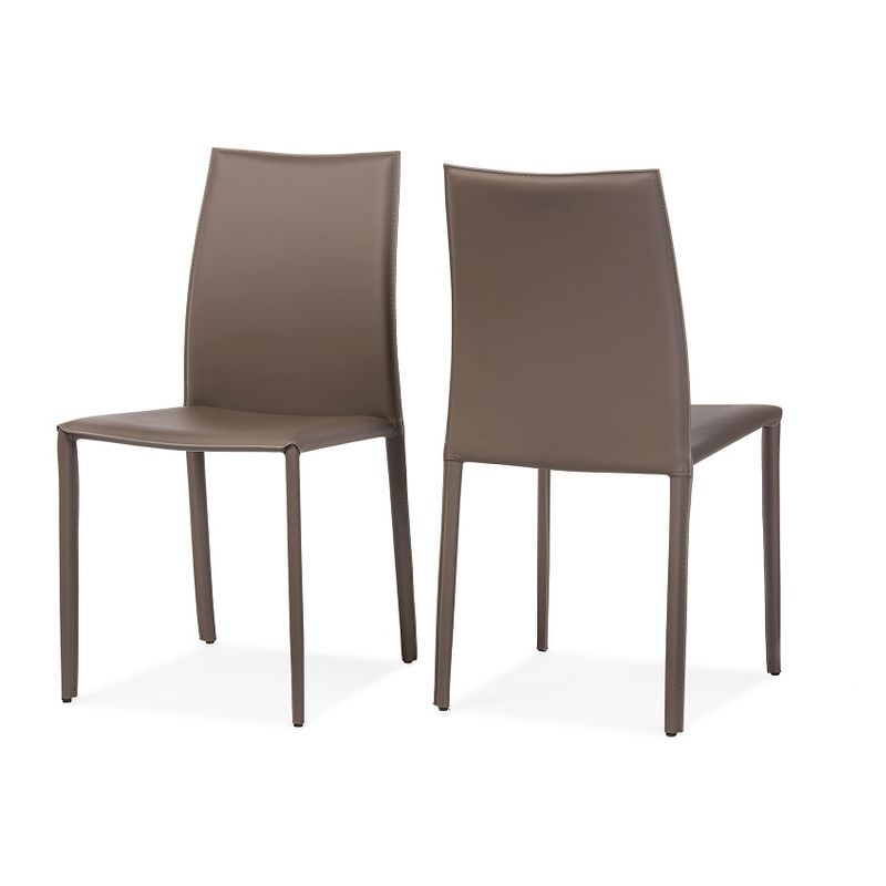 Set of 2 Rockford Modern &#38; Contemporary Taupe Bonded Leather Upholstered Dining Chairs - Baxton Studio, 1 of 6