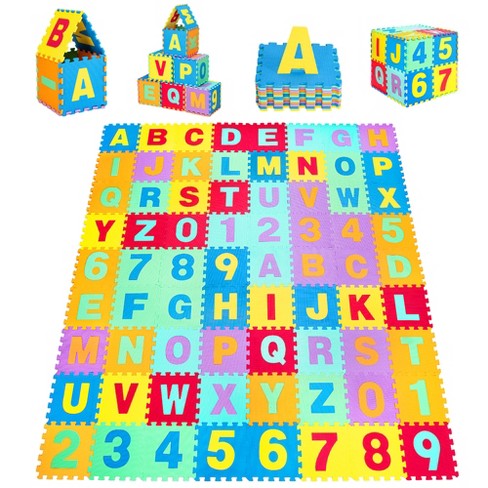 Babyjoy Kids Foam Interlocking Puzzle Play Mat W/alphabet & Numbers  72-piece Set : Target