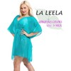 LA LEELA Women's Summer Vacation Beachwear Mini Swim Suit Loose Boho Beach Dress Holiday Swimwear Bathing Suit Cover Ups Medium-Large Blue, Solid - 2 of 4