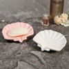 Aoibox Ceramic Sea-Shell Soap Tray with Self Draining, Elegant Holder for Sink, Bathroom, Shower, Easy Cleaning, White - 2 of 4