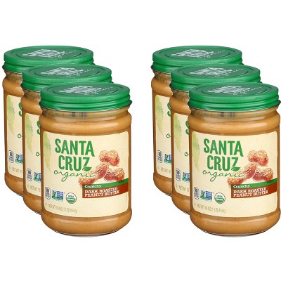 Santa Cruz Organic Crunchy Dark Roasted Peanut Butter - Case of 6 - 16 oz