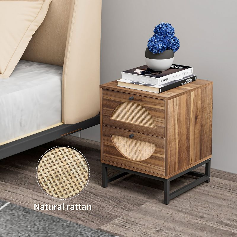 Arina Natural rattan 20.87'' H x 15.75'' W x 15.75'' D Queen Size 2 Drawer Nightstand With Storage-The Pop Home, 3 of 8