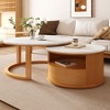 Round Nesting Coffee Table with Marble Top, 2-Tier Storage and Drawer ¨C Ideal for Living Room, Lounge, or Small Spaces - 4 of 4