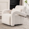 Modern Lounge Chair With Curved Arms Thick Plush Cushioning, Teddy Upholstered Armchair, 360° Rotatable Reading Single Sofa - 2 of 4