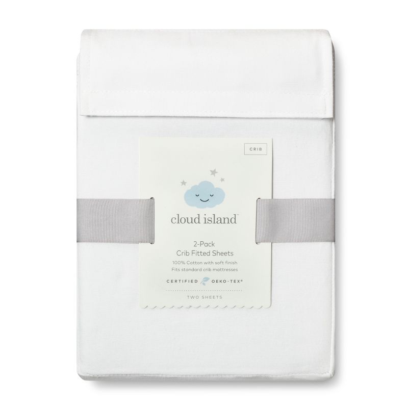 Fitted Crib Sheets Solid 2pk - Cloud Island&#8482; White, 3 of 7