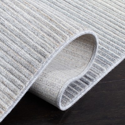 Gray and Ivory Hand-Knotted Wool and Viscose Area Rug