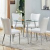 KWPZQEB 5-Piece Table and Chair Set, Round Dining Table With Tempered Glass & Metal Legs, Paried With 4 Upholstered Chairs for Kitchen, Dining Room - 3 of 4