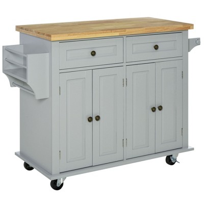 Modern Rolling Mobile Kitchen Island Cart with Wine Rack, 2 Storage  Cabinets, Towel Rack and 2 Drawers, Kitchen Island Cart with 4 Locking  Wheels for