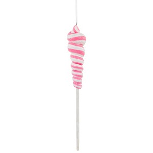 Northlight 7.5" Pink and White Glittered Twist Lollipop Christmas Ornament - 1 of 4