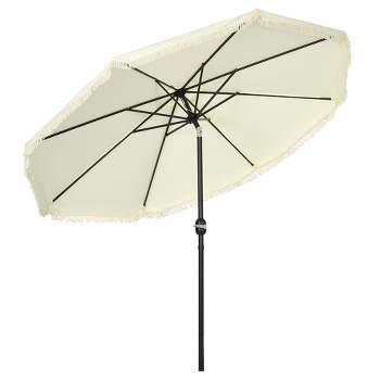 Outsunny 9' Patio Umbrella with Push Button Tilt and Crank Outdoor Double Top Market Umbrella
