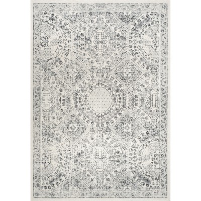 Elegant Distressed Gray Oriental 62''x26'' Synthetic Area Rug