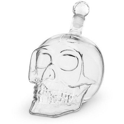 Clear Glass Skull Shaped Liquor Decanter with Crystal Stopper
