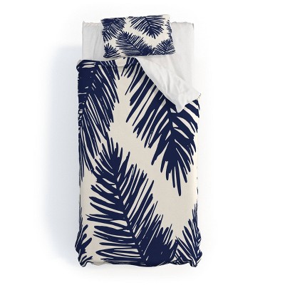 Deny Designs Cocoon Tropical Palms Duvet Cover Bedding Set Blue