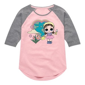 Girls' - LOL Surprise! - Grow Grrrl Hearts the Earth Shirt Tail Raglan Graphic T-shirt - 1 of 4