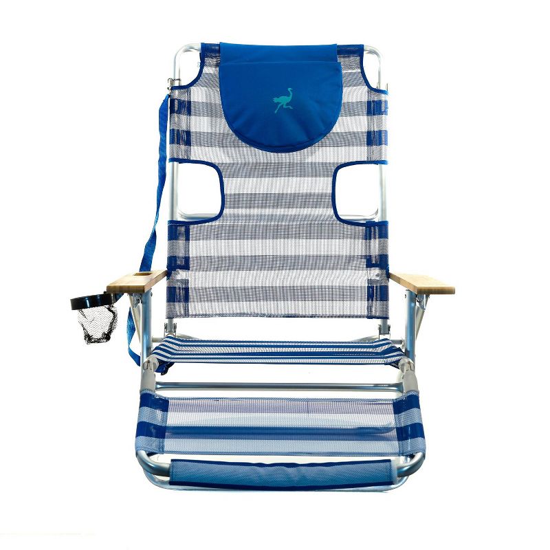 Ostrich 3-N-1 Lightweight Comfortable Aluminum Multi-Position Relaxing Reclining Beach Chair, Striped (2 Pack), 4 of 8