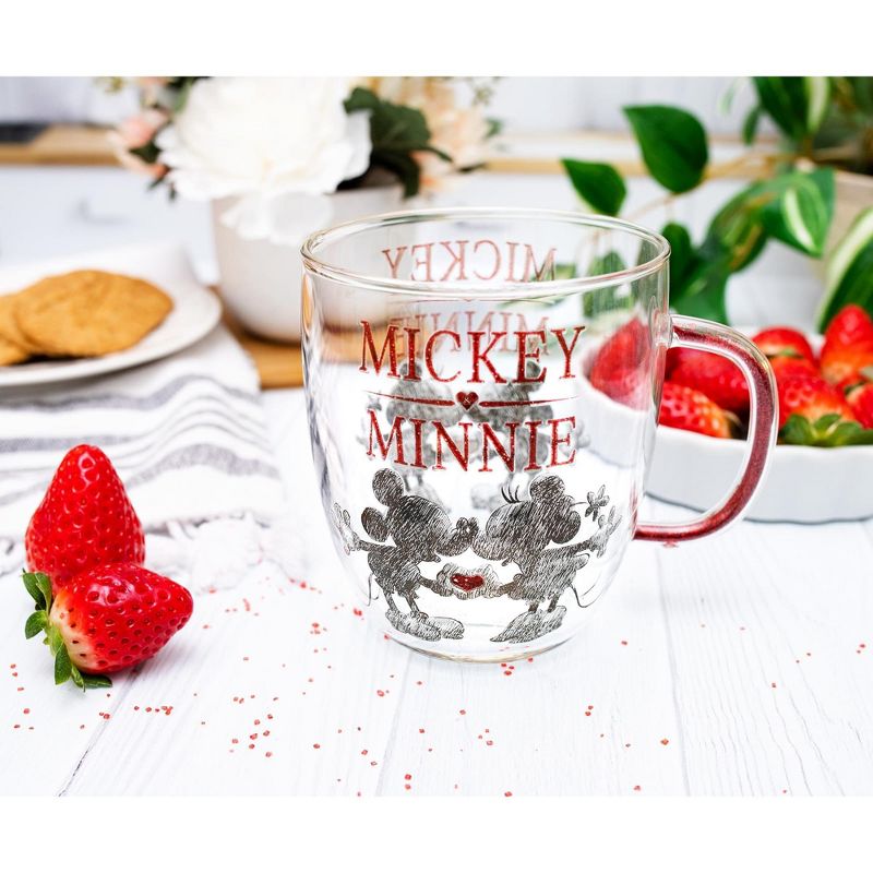 Silver Buffalo Disney Minnie And Mickey Mouse Glass Mug With Glitter Handle | Holds 14 Ounces, 3 of 7